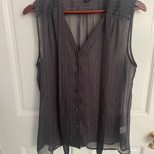 Banana Republic Black Sheer Button-Down Blouse